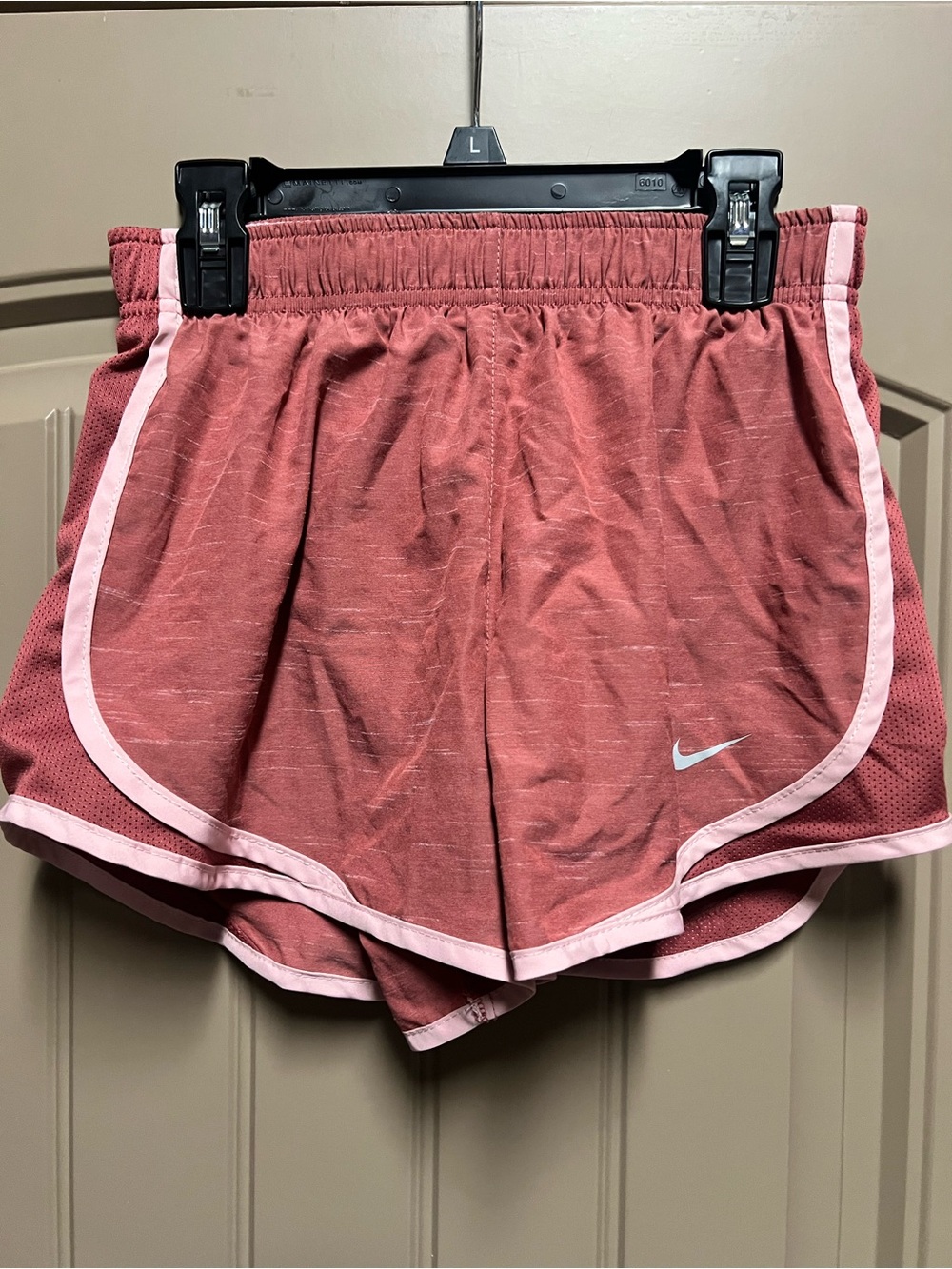 Nike Women's Dusty Rose Athletic Shorts with Light Pink Trim